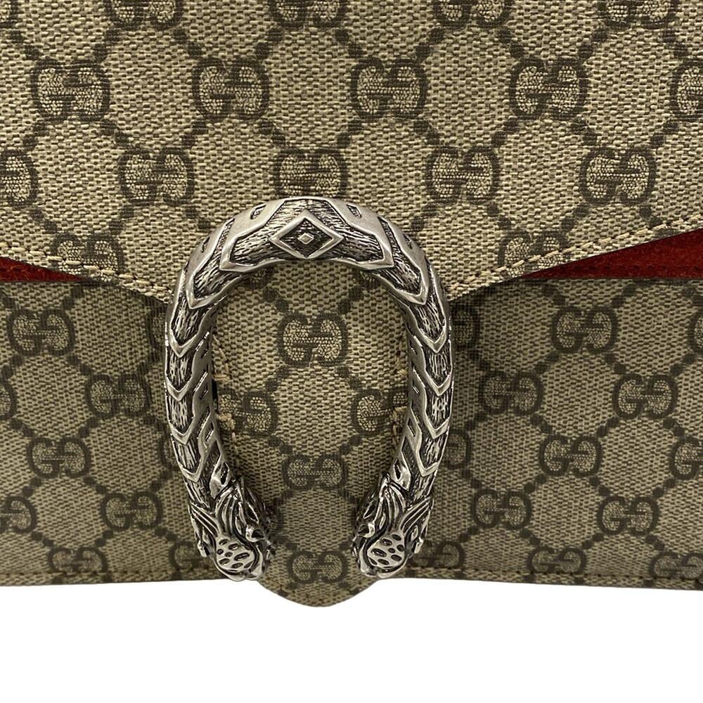 Gucci Dionysus Shoulder Bag 400249 Beige Ebony Red PVC Suede - Picture 11 of 15